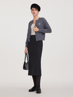 Back Slit Column Women Knit Skirt GOELIA