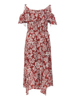 Marigold Floral Print Cold Shoulder Women Strap Maxi Dress GOELIA
