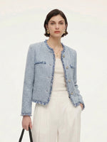 Tweed Fringe Trim Women Jacket GOELIA