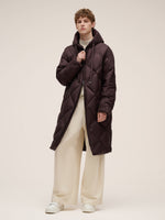 Diamond Quilted Hooded Unisex Long Goose Down Coat GOELIA