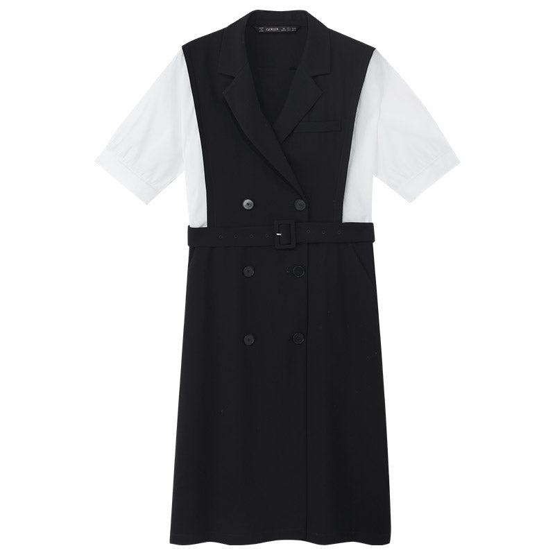 Notched Lapel Double-Breasted Dress GOELIA