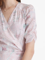 GOELIA】マルベリーシルクマッププリントフリルラップショートワンピース 