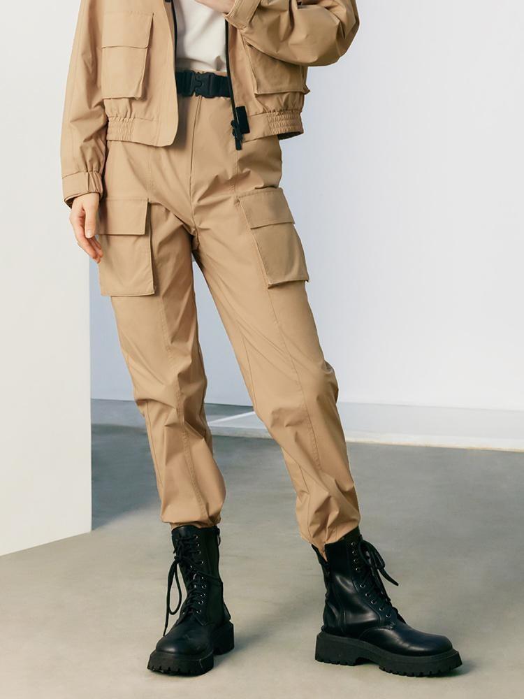 Khaki Street-Style Leisure Pants GOELIA
