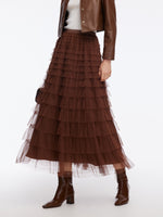 A-Line Mesh Ruffle Tiered Women Skirt GOELIA
