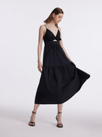 Cut-out Spaghetti Strap Bowknot Tied Maxi Dress GOELIA