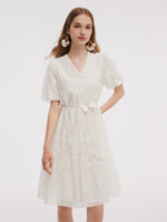 Tencel Blend Embroidered Women Midi Dress GOELIA