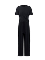 Acetate Crop T-shirt And Straight Pants Two-Piece Set GOELIA