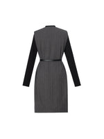 100% Wool Vest And Knit Dress Two-Piece Set With Belt GOELIA
