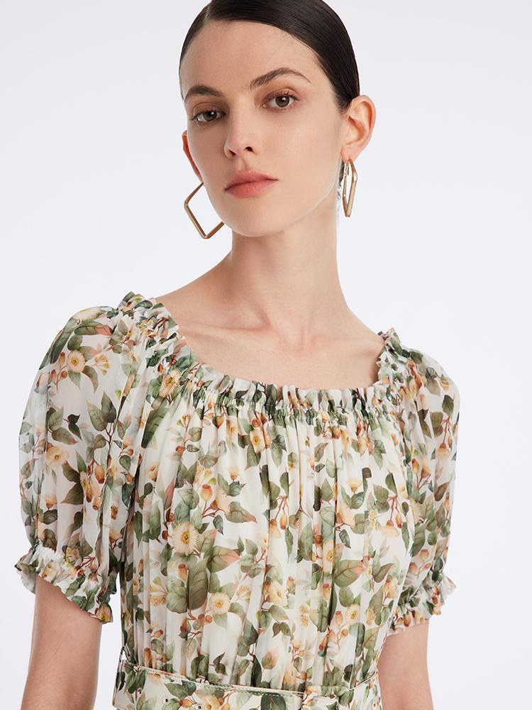 シルクフローラルプリントロングワンピース – GOELIA