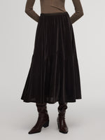 Velvet A-Line Elastic Waist Women Skirt GOELIA