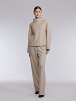 [Preview] Cashmere Wool Blend Asymmetrical Collar Women Short Coat GOELIA