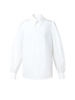 Lace Collar Hidden Half-Zip Women Shirt GOELIA