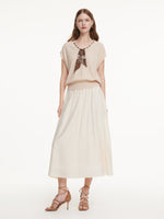 Silky Scarf Neck Knit Top And Acetate Blend Skirt Two-Piece Set GOELIA