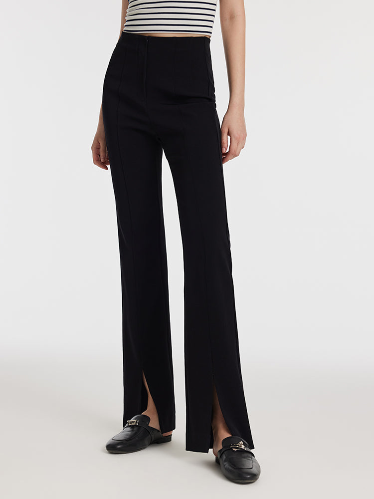 Acetate Stretchy Slit Micro-Flared Women Pants GOELIA