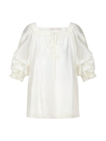 Tencel Blend Embroidered Square Neck Women Blouse GOELIA