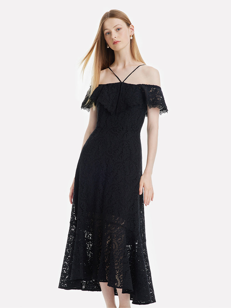 Hollow Lace Midi Dress GOELIA