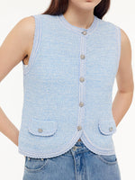 Single-Breasted Round Neck Women Knit Vest GOELIA