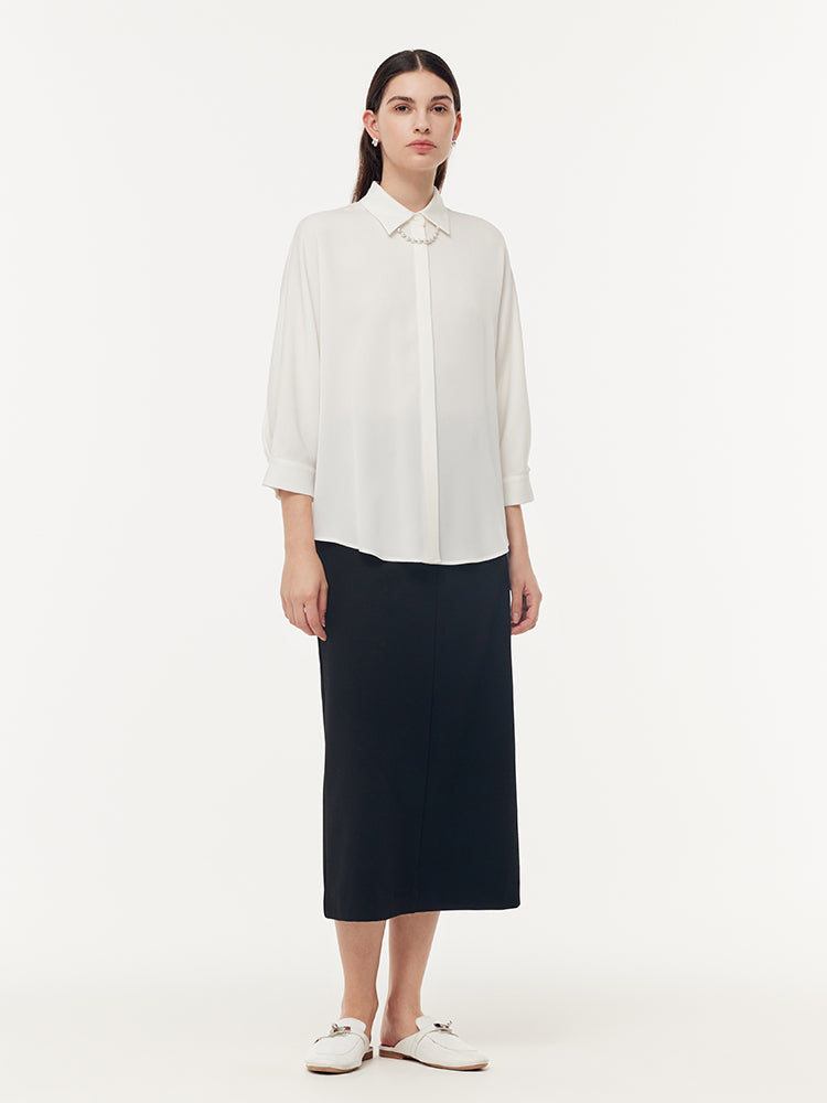 Acetate Women Shirt With Detachable Beaded Chain GOELIA