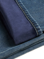 100% Cotton Denim Fleece Lined Women Straight Ankle Length Jeans GOELIA