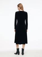 Velvet Sequins V-Neck Women Midi Dress GOELIA
