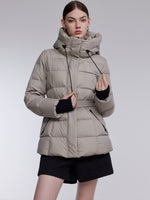 [Preview] Hooded Goose Down Jacket With Belt GOELIA