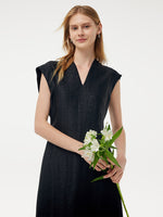 18MM Xiang Yun Silk V-Neck Cap Sleeve Women Maxi Dress GOELIA