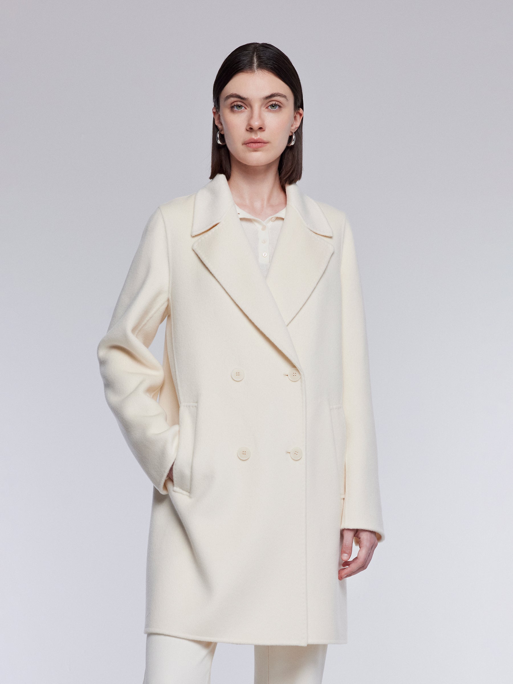 [Preview] Cashmere Wool Blend Tailored Double-Faced Women Coat GOELIA