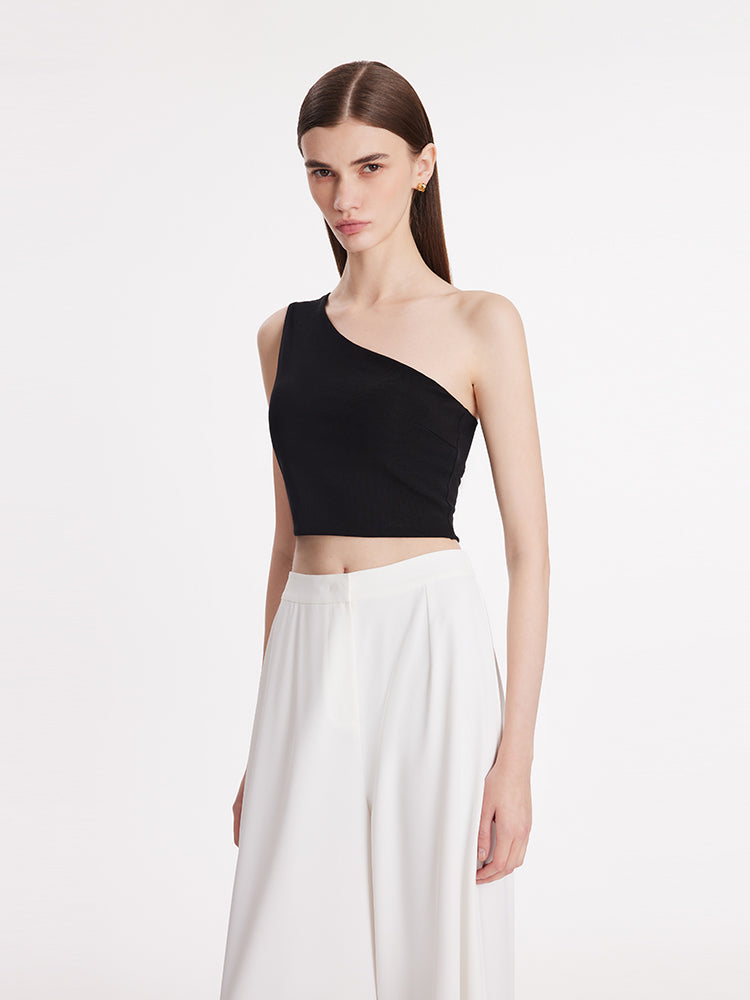 Asymmetrical One-Shoulder Top With Detachable Bra Pads