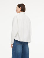 Cotton Blend Bubble Hem Women Crinkle Cropped Zip Jacket GOELIA