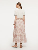 100% 10MM Mulberry Silk Paisley Print Women Skirt With Hairband GOELIA