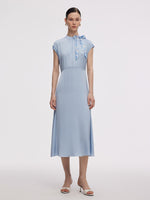 22MM Mulberry Silk Women Midi Dress With Two Silk Scarves GOELIA