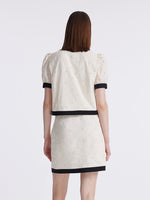 Contrast Trim Embroidered Top And Skirt Two-Piece Set GOELIA