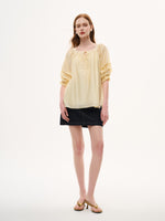 Tencel Blend Embroidered Square Neck Women Blouse GOELIA
