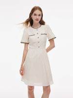 Jacquard Round Neck Women Mini Dress GOELIA