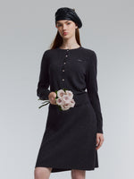 [Preview] 100% Wool Rhinestone Cardigan And Skirt Two-Piece Set GOELIA