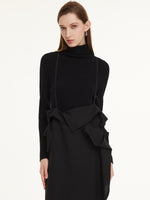 Merino Wool Asymmetric Drape Women Pinafore Maxi Dress GOELIA