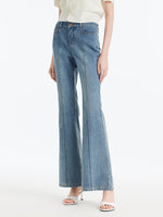 Back-Slit Denim Flared Women Jeans GOELIA