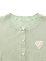 Lyocell Blend Sequined Heart Women Short Sleeve Cardigan GOELIA