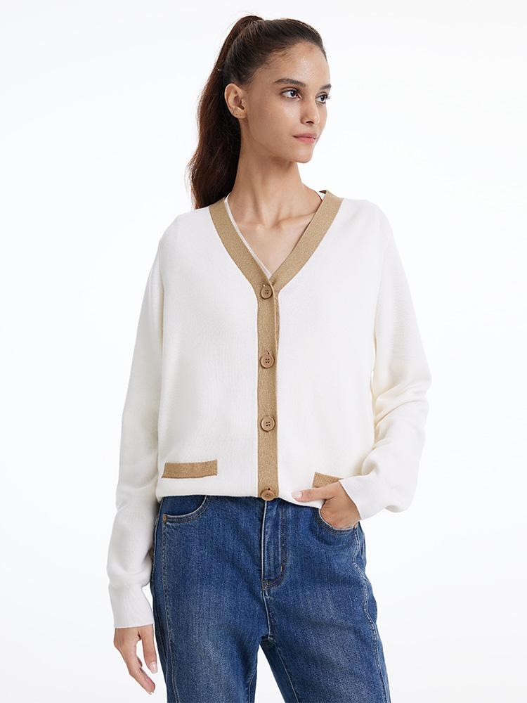 Single-Breasted Wool And Silk-Blend Women Cardigan GOELIA