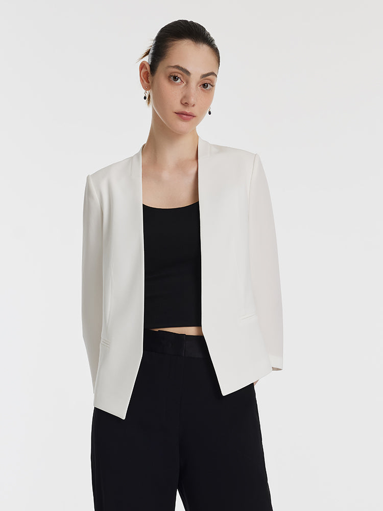 Triacetate 3/4 Sleeves Women Crop Blazer GOELIA