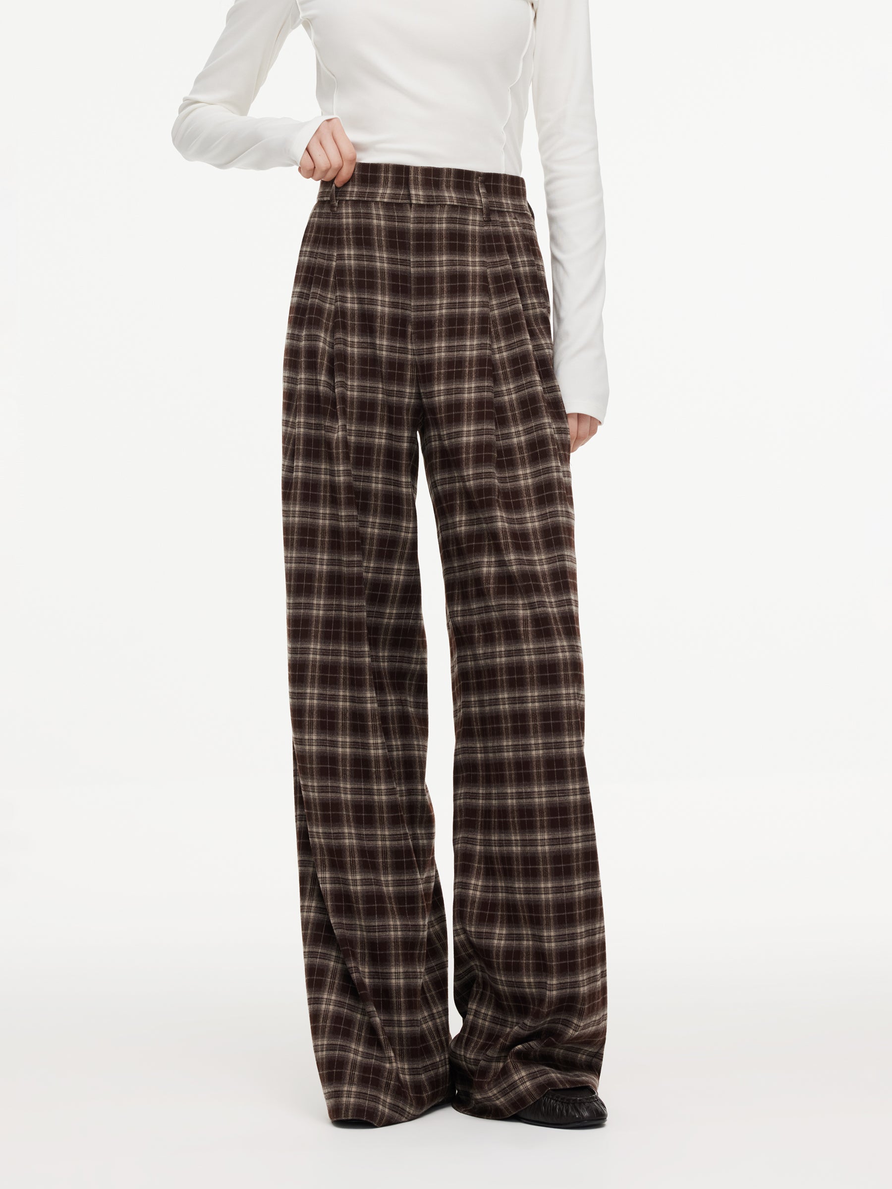 High-Waisted Plaid Women Pants GOELIA