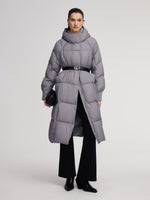 Lightweight Windproof Hooded Long Goose Down Coat GOELIA