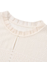 Jacquard Cut Out Neckline Women Ruffle Knit Tank Top GOELIA