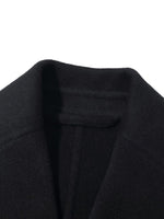 Black Wool And Cashmere Notched Lapel Women Coat GOELIA