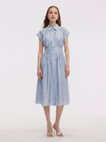 Tencel Blend Women Midi Shirt Dress With Slip GOELIA