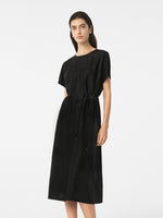 18 Momme Xiang Yun Silk Gathered Waist Women Midi Dress With Pockets GOELIA