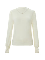Wool Blend Mock Neck Women Sweater With Detachable Necklace GOELIA