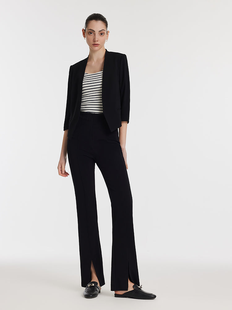 Triacetate 3/4 Sleeves Women Crop Blazer GOELIA