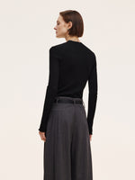 100% Machine Washable Wool Mock Neck Women Knit Top GOELIA
