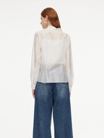 Tencel Blend Ruffle Neck Women Shirt With Knit Camisole GOELIA